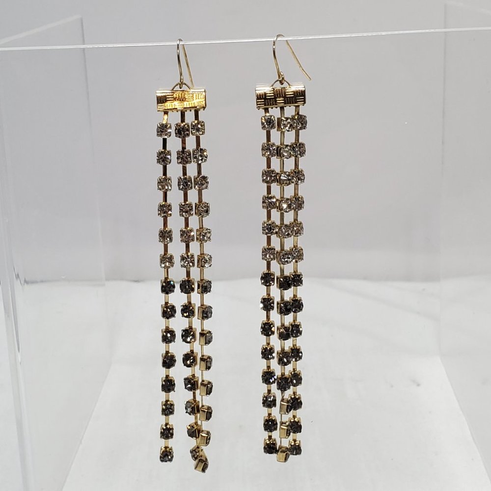 Bijou Drive gold rhinestone dangle fish hook earrings